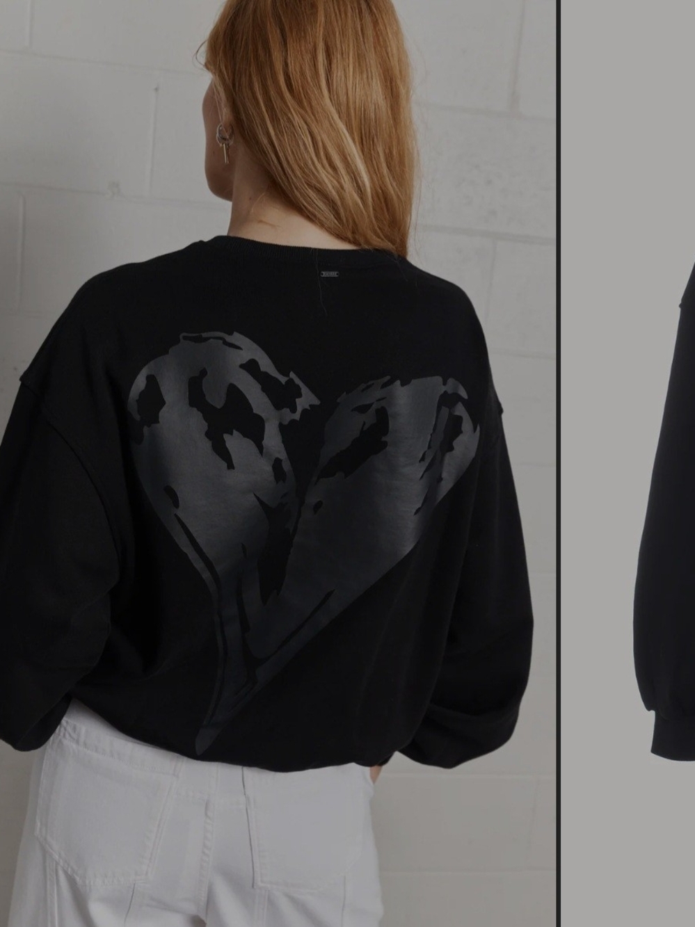 Joelle Collection Alpin Black Graphic Heart Oversized Crewneck